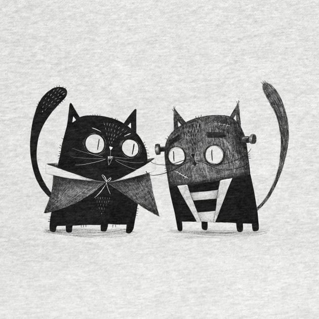 Cat Dracula and Frankencat by Gummy Illustrations